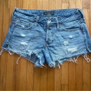 Abercrombie & Fitch Annie Distressed Raw Hem Denim Jean Shorts